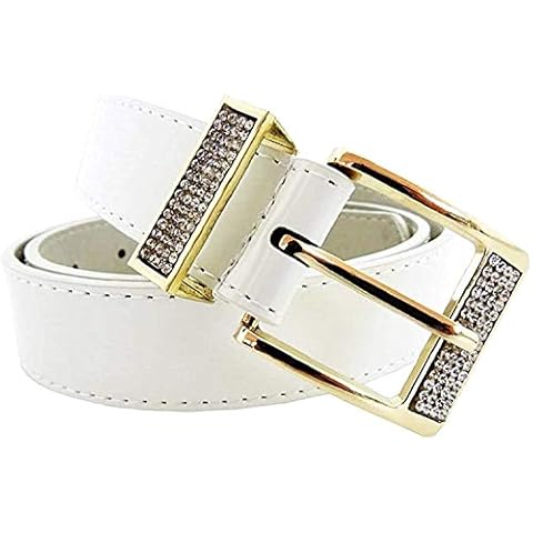 Faux leather girl belt - white - rhinestone buckle - belt for women - original gift idea - excellent quality strass Cover