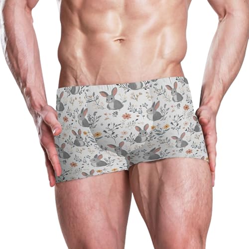 Happy Easter Cute Bunny Rabbit Mens Swim Trunk Swimwear Bathing Suit Swim Brief Square Leg Board Short S B04050542