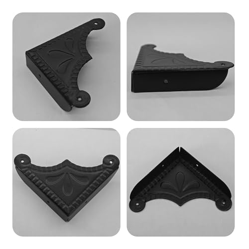 Image of 24Pcs Decorative Metal Box Corner Guard Protectors, 2.2 inch x 2.2 inch Antique Black Edge Covers for Furniture, Jewelry Boxes, Cabinets