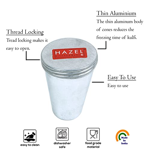 Image of HAZEL Aluminium Kulfi Moulds Set of 6 with Lid | Homemade Kulfi Moulds Set Big Size |Reusable Popsicle Ice Cream Mould DIY Kit
