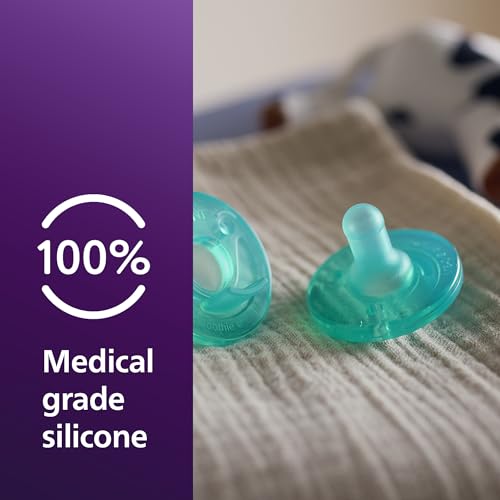 Image of Philips Avent Soothie Baby Pacifiers - 100% Silicone Pacifiers for Babies 0-3 Months, One-piece Design, BPA-Free, Extra Durable, Green, 4 Pack, Model SCF190 /41