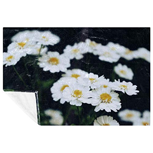 Couverture blanche à imprimé chrysanthème sauvage pour lit et canapé de 150x100 cm