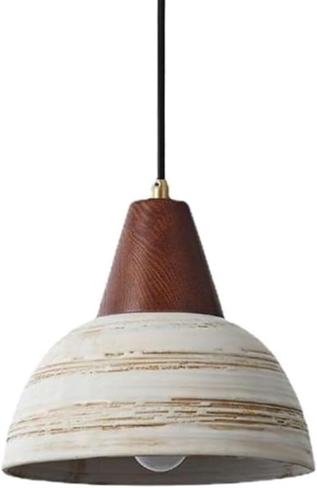 Lámpara colgante de cerámica y latón con madera de nogal minimalista para dormitorio