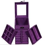 KLOUD City Purple Three-layer Lint Jewelry Box / Organizer / Display Storage Case with Mirror