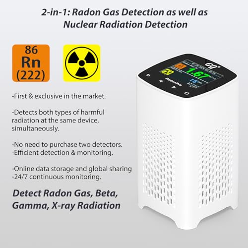 Gq RADONPRO Radon Detector Radon Pro 2-In-1 Radon Monitor Nuclear Radiation Detector Geiger Counter Simultaneously Detection Fast Accurate Color Simple Display Usa Design thumb #1