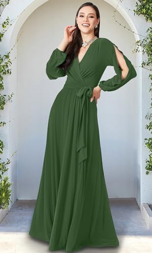 Image of KOH KOH Womens Long Sleeve Sexy Slit Photoshoot Evening Fall Maxi Dress