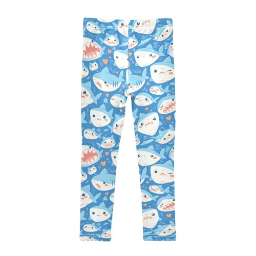 KLL Shark Water Blue Pattern Little Girls Cotton Pants Casual Full Length Pants Running2