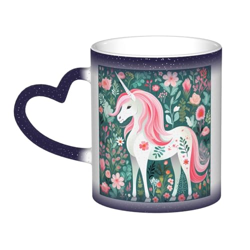 Kingww Taza mágica sensible al calor de unicornio con pelo rosa, 325 ml, una experiencia de bebida que cambia de color con la temperatura Kingww Taza mágica sensible al calor de unicornio con pelo rosa, 325 ml, una experiencia de bebida que cambia de color con la temperatura