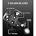 Pinkind Replacement Shaver Heads Compatible with Freebird Shaver, 5 Blades Refills for Bald Men, Electric Razor Replacement Heads for Freedom Grooming with 3 Cleaning Brush