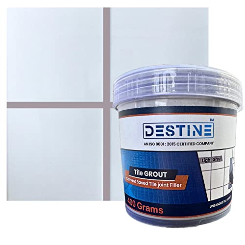 Image of DESTINE READY-TO-MIX inchTILE GROUT inch (16 COLOURS) (ALL PACKS: 100 Gm,250 Gm,400 Gm,800 Gm,1 Kg), Waterproof, Cement Based Tile Joint Filler, Crack Filler, Tiles Gap Filler (400 Gm, Light Grey)