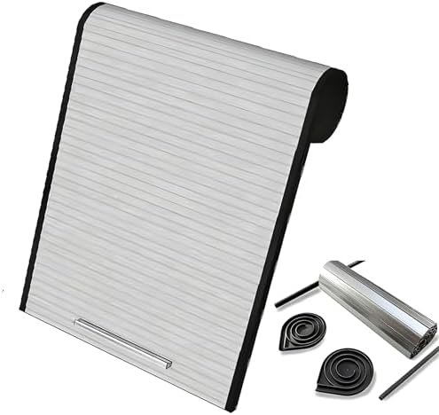 Customizable Roll Up Tambour Cabinet Door Kit - Waterproof ABS Sliding Door for Kitchen, Closet, Campervan - Easy Install Flexible Pull Down Gate with Track Hardware (66x61cm)