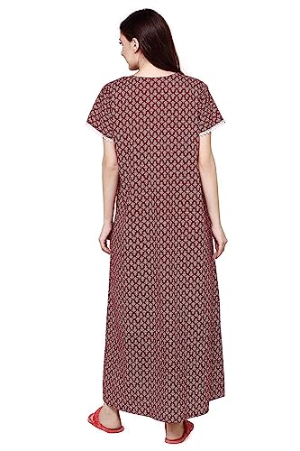 Image of Evolove Women's Cotton Long Maxi Maternity Feeding Night Gown with Pockets, Super Soft Comfortable (LNG-Feeding)