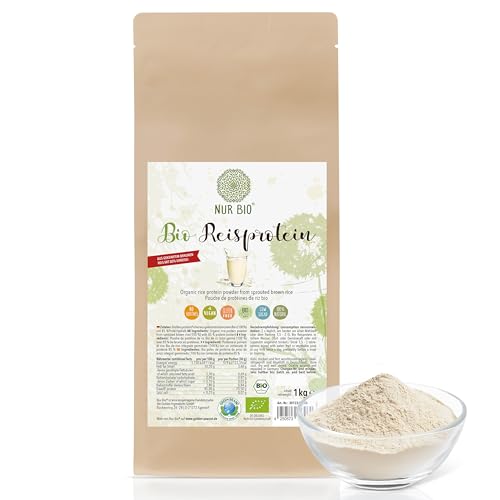NUR BIO Reisprotein 1 kg 85% Eiweiß pflanzliches Protein pur aus braunem gekeimten Reis vegan