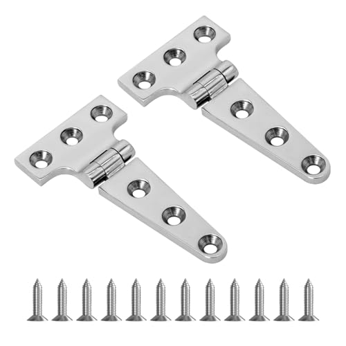 316 Stainless Steel T Hinges 2 Pack 4'' x 2" Heavy Duty Boat Hatch Butt Hinge Boat Casting Cabinet Hardware Door Hinge with Screws for Hatch, Cabinet, Gate, and Door