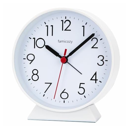 Silent Non Ticking Analog Alarm Clock,Easy to Read,Simple Operation,Crescendo Alarm,Snooze Light,1 AA Battery Operated,White