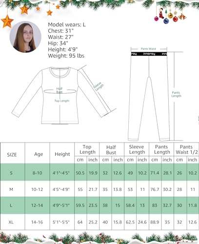 INNERSY Girls Thermal Underwear Set Soft Kids Base Layer Long Sleeve Top & Bottoms Teen 8-16 Years - Image 8