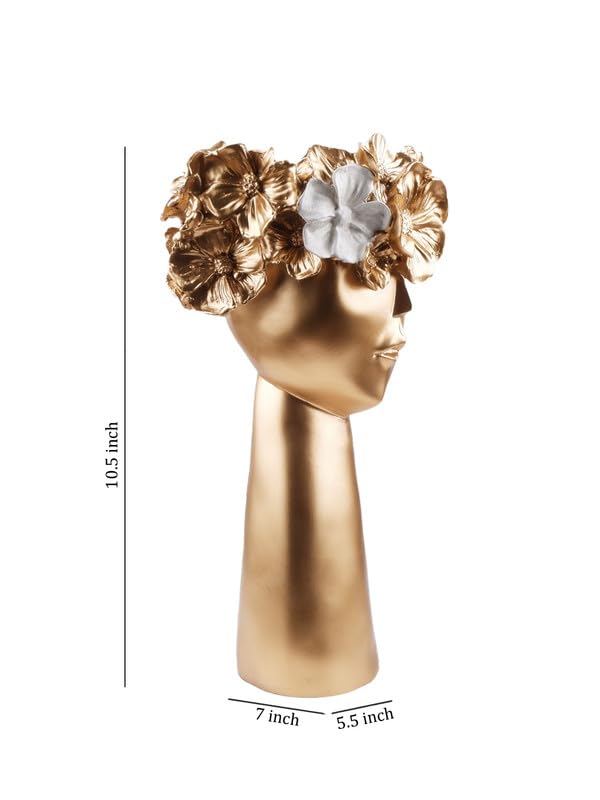 Image of THE WHITE INK DECOR Premium Flower Pot vase Statue Poly-Resin showpiece Idol for Gifting, Home Decoration and Living Room Decor, Decorative Item Items Showpiece Idol Figurine (10.5inches)