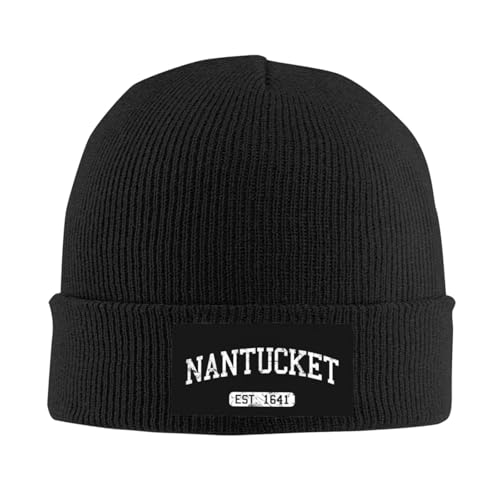 Nantucket Massachusetts Est. 1641 Knit Hats Beanie Hat Warm Winter Ski Cap Black