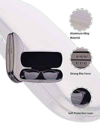 Philley Sunglasses Case Striped Aluminum Hard Shell Metal Spectacles Box Eyeglasses Case For Women & Men(Grey) #TOP2