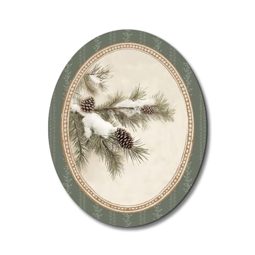 Dilemat Christmas Wall Decor,Vintage Winter Christmas Pine Cone Oval Wall