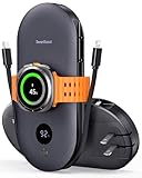 SwanScout Portable Charger for Samsung Watch 8 Classic/8/Ultra/7, 10000mAh Power Bank with Built-in Cables & Wall Plug, 302S Travel Battery Pack Compatible with iPhone, Samsung, and More