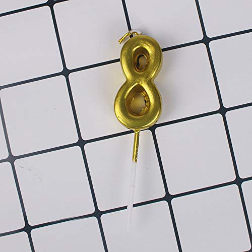 1 unids/5 piezas/10 piezas oro 0-9 números vela para fiesta de cumpleaños feliz boda decoración decoración suministros seguros AQ015 sin humo (8,10 piezas)