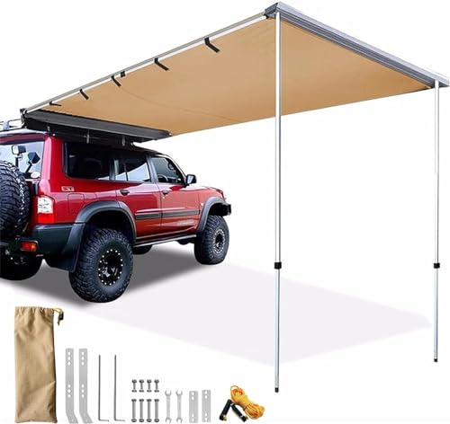 Canopy Awning for Camper Vans, Retractable Outdoor Rooftop Tent Shelter, Adjustable Height Waterproof Windbreak with Aluminum Alloy Frame