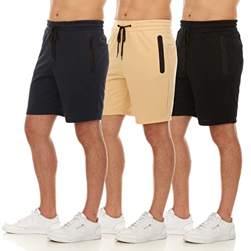 Pure Champ Mens Shorts French Terry 3 Pack Gym Shorts For Men Athletic Workout Training Shorts With Zipper Pocket And Drawstring Size Xs-3Xl (Group F, X-Large) #TOP1