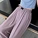 Girls Wide Leg Cotton Linen Pants Kids Elastic High Waist Trousers Teen Summer Casual Baggy Fashion Clothes with Pockets(Purple, 5-6 Years)