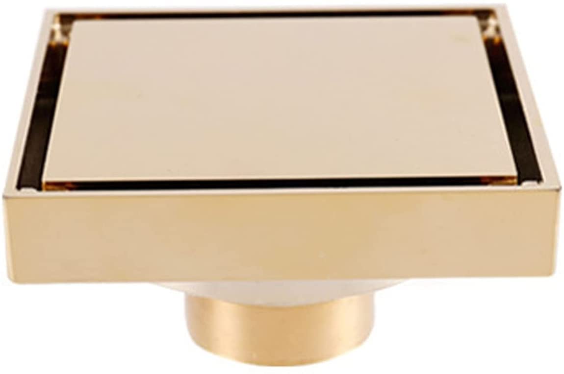 Desagüe de ducha invisible de 4 pulgadas, de latón, con rejilla de inserción de azulejos, cubierta extraíble, filtro para atrapar el pelo, desagüe cuadrado con filtro para cocina, baño, garaje y