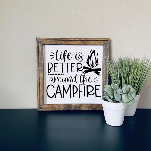 Life Is Better Around The Campfire | Decoración divertida para el hogar | Letreros y placas de estaño para decoración de campamento, 8 x 8 pulgadas