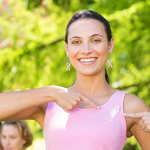 Remuuly 24 Pair Breast Cancer Awareness Earrings Bulk Pink Ribbon Dangle Drop Earrings Breast Cancer Jewelry Breast Cancer Survivor Gift for Women3