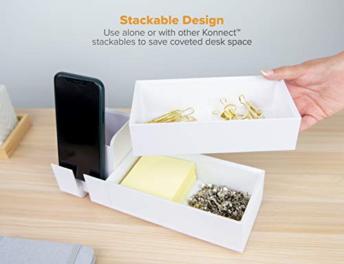 Image of Bostitch Office Konnect Desk Organizer Accessory Tray, Wide, Stacks for Desktop Storage, White