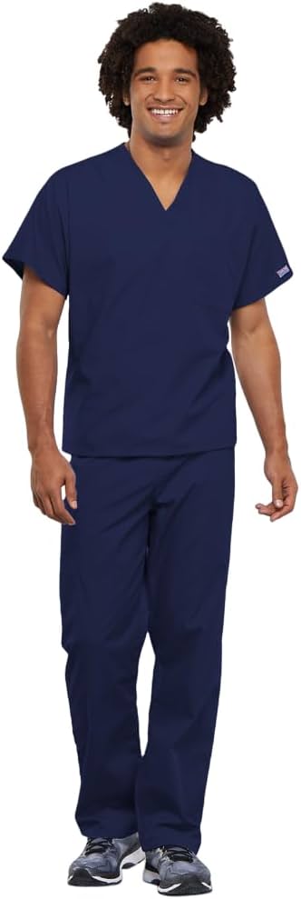 Set de uniforme médico Cherokee unisex para hombre y mujer, top con escote en V y pantalón cargo | ajuste tradicional, pantalón de tiro natural, cintura ajustable, ajuste cómodo, diseño de fácil cuidado, hecho para cada turno