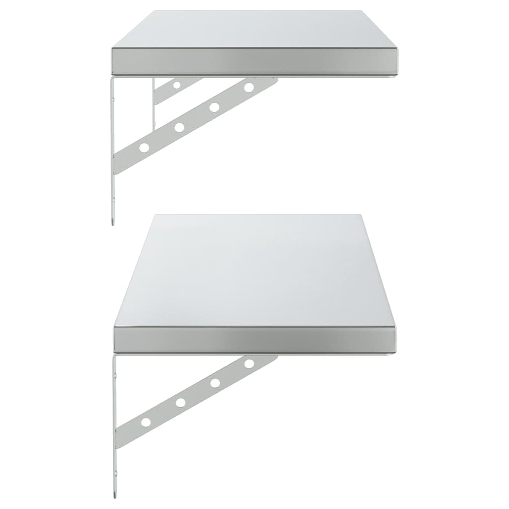 vidaXL Mensole a Muro 2 pz 100x30 cm Argento in Acciaio Inossidabile, mensola sospesa, mensola sospesa a Muro, scaffale espositivo a Muro