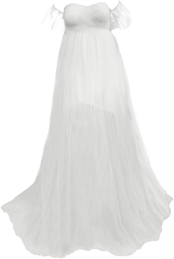 Maternity Photography Props Floral Lace Dress Fancy Pregnancy Gown for Baby Shower Photo Shoot - Image 4