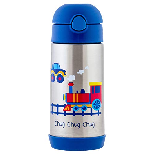 Image of Stephen Joseph Double Wall Ss BottleSnack - BPA, Phthalate and PVC-free, Easy Open with Snack Compartment, Leak-Proof Water Bottle with Cute Design for Girls & Boys (TRANSPORTATION)