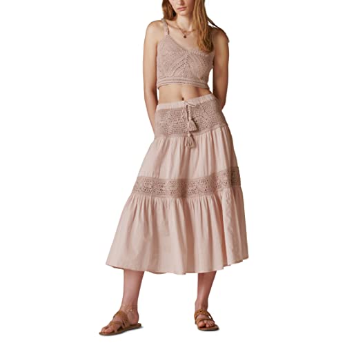 Lucky Brand Women's Crochet Maxi Skirt Matchback, Pink, Large #TOP3