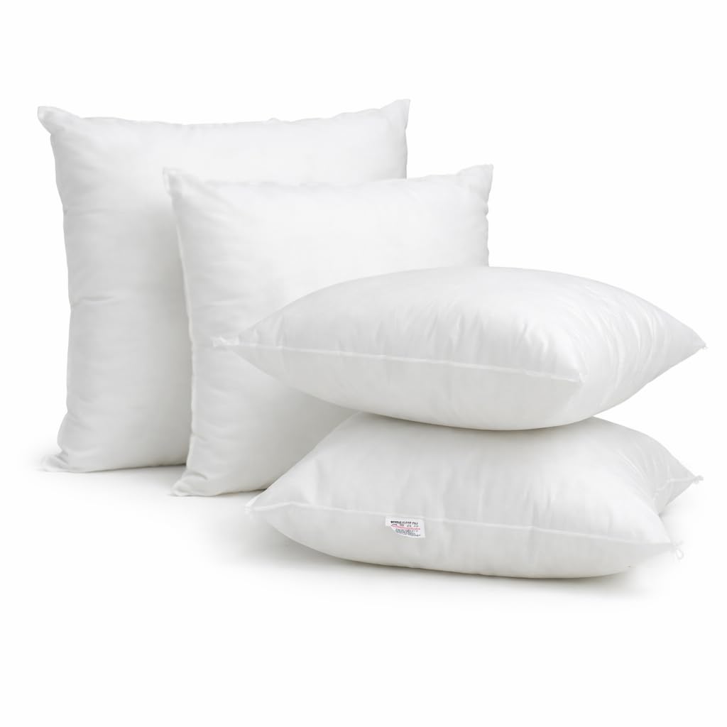Chilimilii White Hotel Quality Hollow Fibre Cushion Pads, Inners, Inserts, Scatters, Hypoallergenic Bounce Back Square Cushion Pads (4, 14X14 (35X35cm)