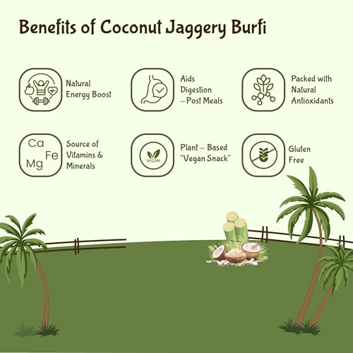 Image of Rajamudi Jaggery Coconut Burfi|Traditional South Indian Mithai 150 gm| No preservatives|Made with Natural Jaggery & Fresh Coconut|Healthy & Homemade Treat for Every Kitchen|Gluten-Free & Guilt-free