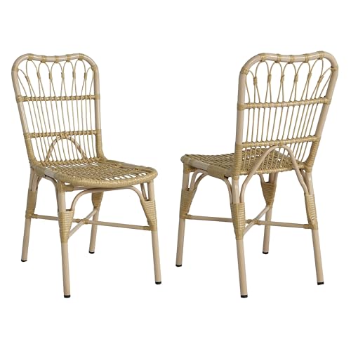 Christopher Knight Home Set of 2 Rekker Patio PE Wicker Dining Chairs, Outdoor Woven Rattan Accent Chair with Iron Frame, Fully Assembled Lounge Chair Outdoor for Garden/Backyard/Balcony, Natural by Christopher Knight Home - Image 3