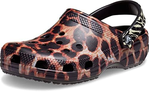 Crocs Unisex-Adult Classic Animal Print Clogs | Zebra and Leopard Shoes, Black/Multi Animal, 8 Men/10 Women