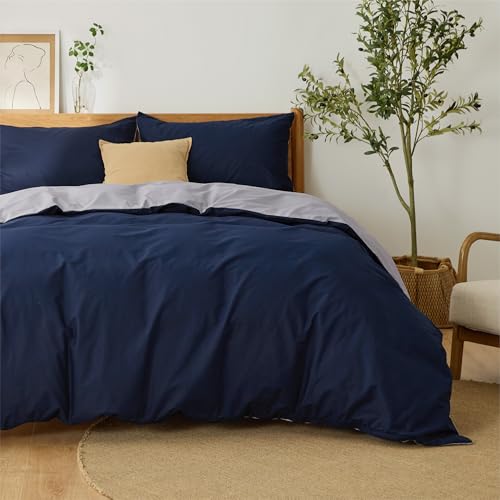 Bedsure Funda Nordica Cama 150   Funda Nórdica Algodón Cama 180, Juego de Funda de Edredón 240x220 cm y 2 Funda de Almohada 50x75 cm, Funda Nórdica con Cremallera, Cert. Oeko Tex   Azul/Gris