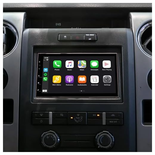 6.8” Double Din Radio Kit Package for Ford F-150 (2009-2014) Touchscreen Radio, Apple CarPlay, Android Auto, Bluetooth, Rear Camera Input, Complete with Custom Dash Kit, Antenna Adapter and Harness
