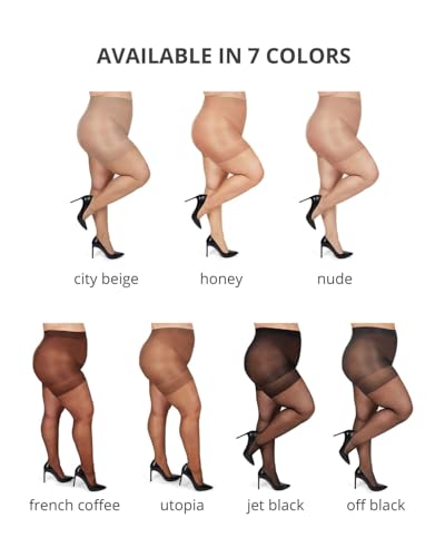 Image of MeMoi Plus Size Curvy Control Top Pantyhose for Women, Comfortable Silky Sheer Pantyhose, Lightweight Womens Stockings