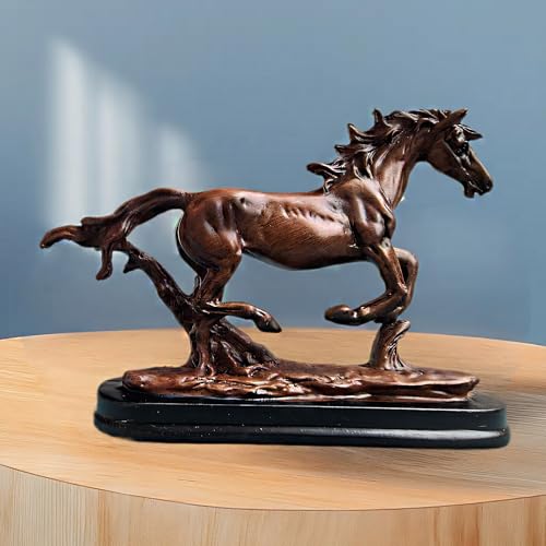 voiyio Realistic Design Wood-Look Horse Figurine Vintage Resin Statue Sculptures