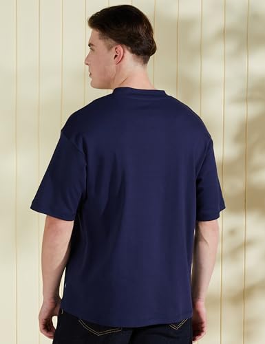 Image of Amazon Brand - Symbol Men Solid Cotton Oversized Round Neck Tshirt | Half Sleeve | Plain (Available in Plus Size)