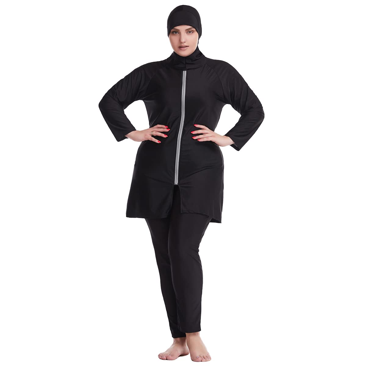 Costume Da Bagno Islamico Donna - Tankini A Maniche Corte Con Hijab E Pantaloni, 3 Pezzi | Modesto, Comodo E Elegante - Foto 8