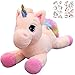 Georgie Porgy Kinder Plüach mit Einhoin Stofftier Mehrfarbigen Kuscheltier Pony Regenbogenschwanz Kuschelgeschenke für Mädchen(15'' Rosa)