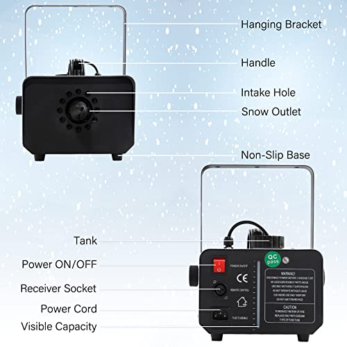 tcfundy snow machine 600w snow making machine snowflake maker for christmas wedding kids party stage effect with remote control